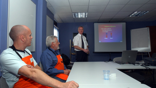 Staff undergo training in the plumbing department.
